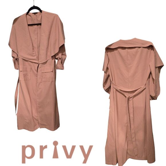 Privy Women's Mauve Long Over Coat Trench Duster - Picture 1 of 4